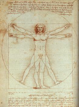 Leonardo Da Vinci : Vitruvian Man, Study of proportions, from Vitruvius's De Architectura